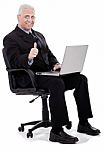 Business Man Shows Thumbs Up Stock Photo