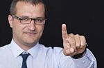 Business Man Taking Care Of His Online Contact Network Stock Photo