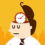 Business Man Thinking About Time Stock Photo