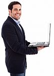 Business Man With Laptop Stock Photo