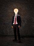 Business Man With Light Bulb Headbusiness Man With Bulb Head Stock Photo