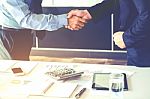 Business People Colleagues Shaking Hands Meeting Planning Strate Stock Photo
