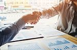 Business People Colleagues Shaking Hands Meting Planning Strateg Stock Photo