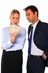 Business People Holding Cash Stock Photo