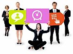 Business People Holding Colorful Boards Stock Photo