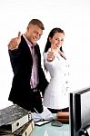 Business people showing thumb up Stock Photo