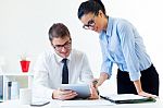 Business People Working In The Office With Digital Tablet Stock Photo