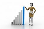 Business Woman And   Graph Stock Photo