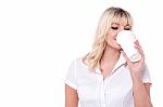 Business Woman At Coffee Break Stock Photo