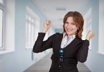 Business Woman Enjoys Success Stock Photo