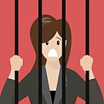 Business Woman In Prison Stock Photo