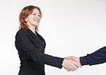 Business Woman Shaking Hands With A Colleague Stock Photo