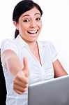 Business Woman Showing Thumbs Up Stock Photo