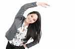 Business Woman Stretching Hand Stock Photo