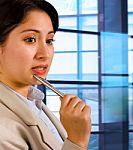 Business Woman Thinking Stock Photo