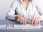 Business Woman Typing On Keyboard Stock Photo