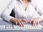 Business Woman Typing On Keyboard Stock Photo