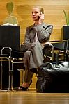 Business Woman Waiting In Lobby Stock Photo
