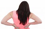 Business Woman With Back Pain Isolated Over White Background Stock Photo