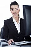 Business Woman Working At Office Stock Photo