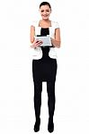 Business Woman Working On Tablet Pc Stock Photo