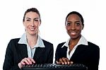 Business Women Typing On Keyboard Stock Photo
