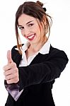 Business Women With Thumbs Up Stock Photo