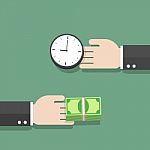 Businessman Hand Exchanging Time And Money To Each Other Stock Photo