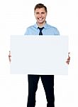 Businessman Holding Blank Board Stock Photo