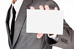 Businessman Holding Blank Paper Stock Photo