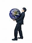 Businessman Holding World Stock Photo