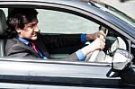 Businessman In His Car Stock Photo