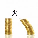 Businessman Jump For Risk Stock Photo