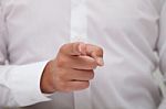 Businessman Pointing With His Finger Stock Photo