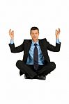 Businessman Practice Yoga Stock Photo