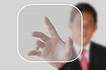 Businessman Pushing  Button Stock Photo