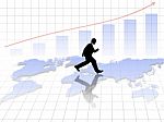 Businessman Running On World Map Stock Photo