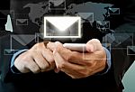 Businessman Sending Message Stock Photo