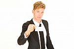 Businessman showing Business Card Stock Photo
