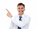 Businessman Showing Pointing Up Stock Photo