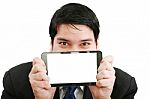 Businessman Showing Touch Pad Pc Stock Photo