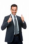 Businessman Smiling, Thumbs Up Stock Photo