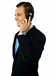Businessman Taking Over Mobile Stock Photo