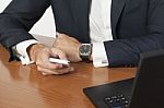 Businessman Texting Stock Photo