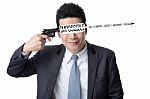 Businessman Use Gun Shoot Word Impossible In His Head Isolated O Stock Photo