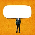 Businessman With Blank Notice Card Stock Photo