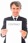 Businessman With Contract Paper Stock Photo