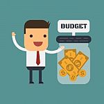 Businessman With His Budget,  Cartoon Concept Abstract Bus Stock Photo