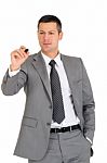 Businessman With Marking Pen Stock Photo