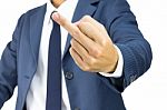 Businessman With Middle Finger Stock Photo